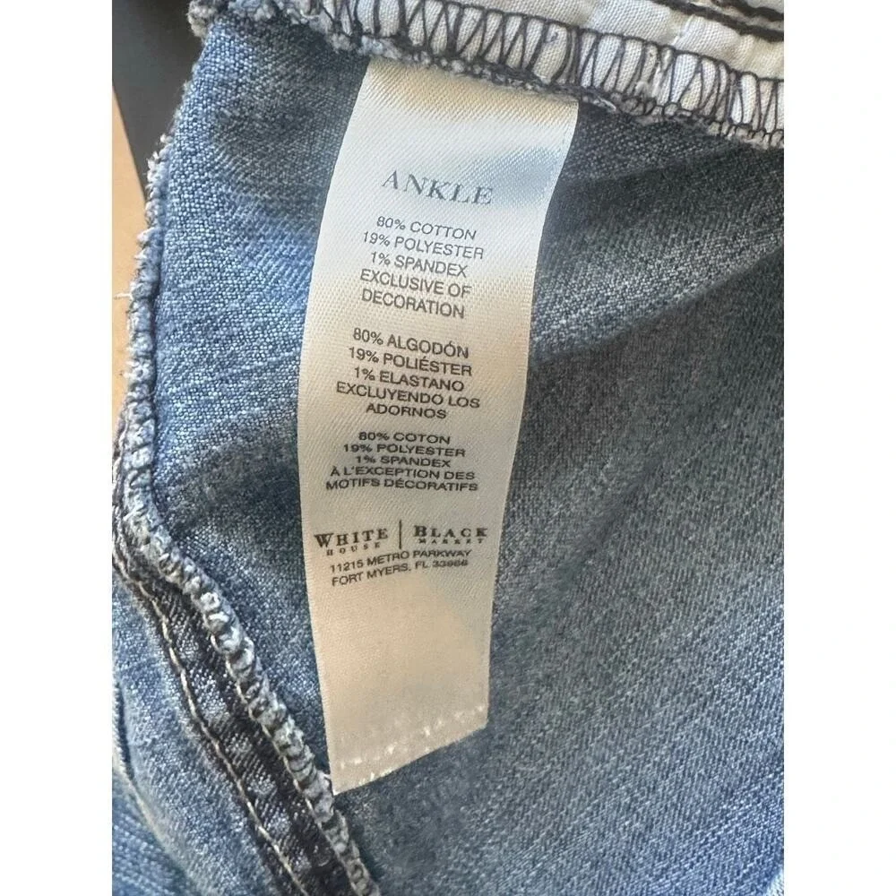 White House Black Market Blanc Ankle Skinny Jeans Medium Wash Blue Size 4 Zipper